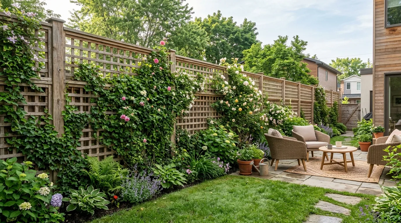 Lattice Fence with Climbing Plants